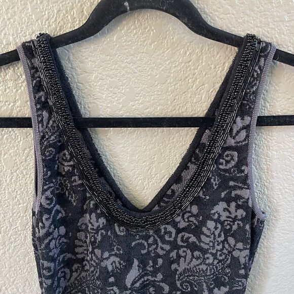 Free People Mini Dress Womens XS Black Starstruck Beaded Jacquard Bodycon - Picture 7 of 13